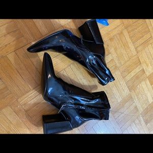 Black patent mango booties